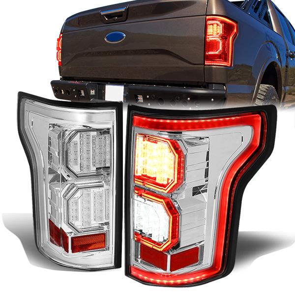 Tron Style LED Brake Tail Lights (Chrome) <br>15-17 Ford F-150