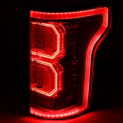 D-Motoring - Tail lights - Tron Style LED - Chrome Housing - Red Lens - Plug-n-Play - Pair - 15-17 Ford F-150 - 3