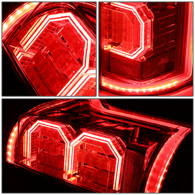 D-Motoring - Tail lights - Tron Style LED - Chrome Housing - Red Lens - Plug-n-Play - Pair - 15-17 Ford F-150 - 4