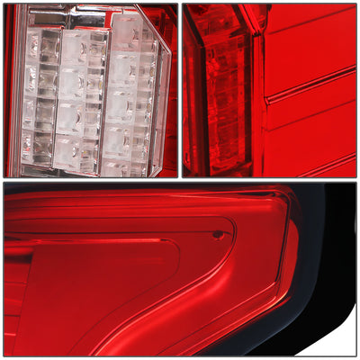 D-Motoring - Tail lights - Tron Style LED - Chrome Housing - Red Lens - Plug-n-Play - Pair - 15-17 Ford F-150 - 5