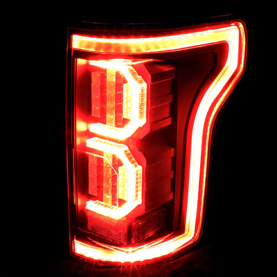 D-Motoring - Tail lights - Tron Style LED - Black Housing - Smoked Lens - Plug-n-Play - Pair - 15-17 Ford F-150 - 3