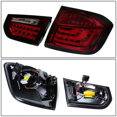 D-Motoring - Tail lights - LED - Red Housing - Smoked Lens - Plug-n-Play - Pair - BMW 320i / 325i / 328i / 335i 4-Door Sedan - 6