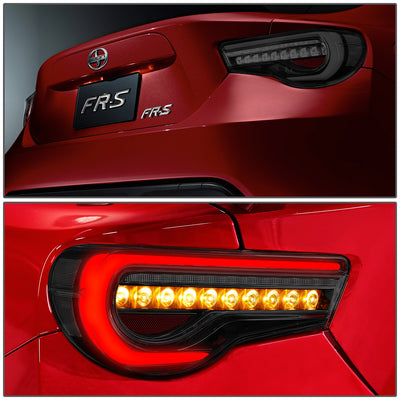 D-Motoring - 13-18 Scion Frs 86Tail Lights - 3D LED Bar+Sequential Turn Signal - Smoked Lens - Plug-n-play - Pair - 7
