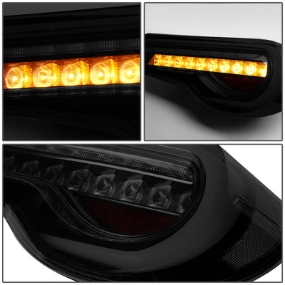 D-Motoring - 13-18 Scion Frs 86Tail Lights - 3D LED Bar+Sequential Turn Signal - Smoked Lens - Plug-n-play - Pair - 4