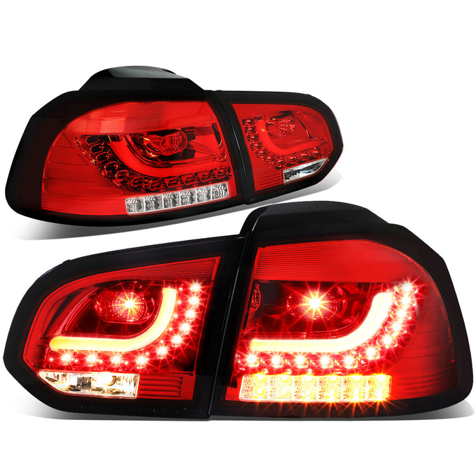 D-Motoring - Tail lights - 3D LED Bar - Red Housing - Clear Lens - Plug-n-Play - Pair - 10-14 Volkswagen Golf Hatchback - 1