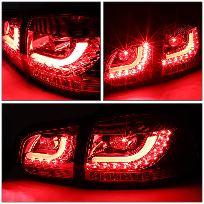 D-Motoring - Tail lights - 3D LED Bar - Red Housing - Clear Lens - Plug-n-Play - Pair - 10-14 Volkswagen Golf Hatchback - 3