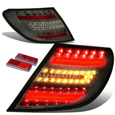 D-Motoring - Tail lights - LED - Black Housing - Smoked Lens - Plug-n-Play - Pair - 12-14 W204 C-Class 4D Sedan - 1