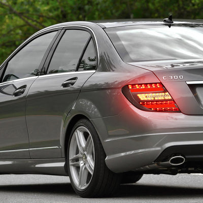 D-Motoring - Tail lights - LED - Black Housing - Smoked Lens - Plug-n-Play - Pair - 12-14 W204 C-Class 4D Sedan - 7