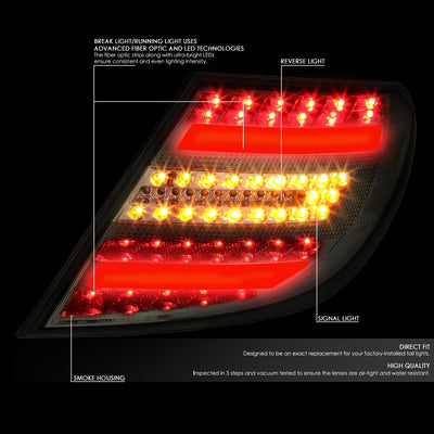 D-Motoring - Tail lights - LED - Black Housing - Smoked Lens - Plug-n-Play - Pair - 12-14 W204 C-Class 4D Sedan - 2