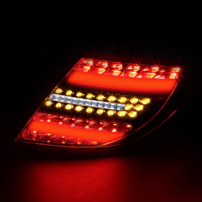 D-Motoring - Tail lights - LED - Black Housing - Smoked Lens - Plug-n-Play - Pair - 12-14 W204 C-Class 4D Sedan - 3