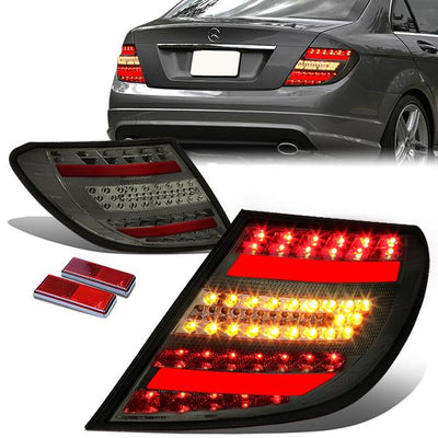 LED Brake Tail Lights (Black, Smoked) <br>12-14 Mercedes Benz W204 C-Class