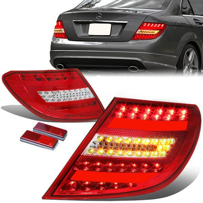 LED Brake Tail Lights (Red, Clean) <br>08-11 Mercedes Benz C300 C350 C63 AMG