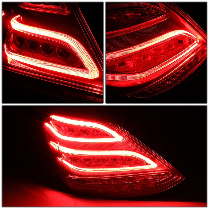 D-Motoring - 15-18 Mercedes C-Class W205 Tail Lights - Full LED - Red Lens - Plug-n-play - Pair - 3