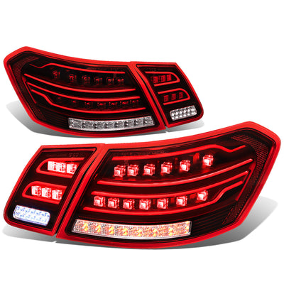 D-Motoring - Tail lights - 3D LED Bar - Black Housing - Clear Lens - Plug-n-Play - Pair - Mercedes E-Class Sedan / E63 AMG Sedan - 1