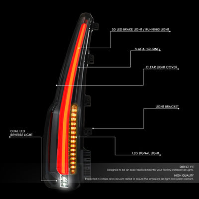 D-Motoring - Tail Lights - 3D LED - Red Lens - Plug-n-Play - Pair - Chevy Tahoe / Chevy Suburban - 2