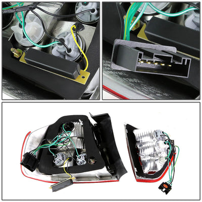 D-Motoring - Tail lights - LED - Chrome Housing - Red Clear Lens - Plug-n-Play - Pair - BMW 320i / 325i / 330i / 335i 4-Door Sedan - 6