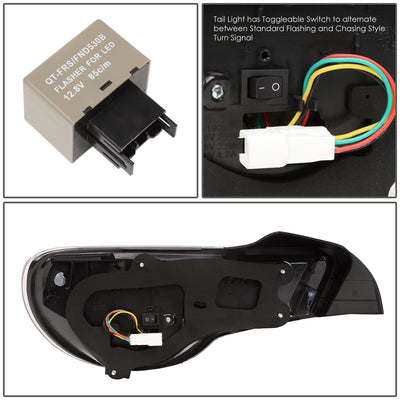 D-Motoring - Tail lights - Lambo Sequential LED - Black Housing - Clear Signal - Plug-n-Play - Pair - 13-17 Scion / Toyota FRS GT86 / Subaru BRZ - 5