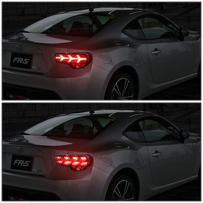 D-Motoring - Tail lights - Lambo Sequential LED - Black Housing - Clear Signal - Plug-n-Play - Pair - 13-17 Scion / Toyota FRS GT86 / Subaru BRZ - 6