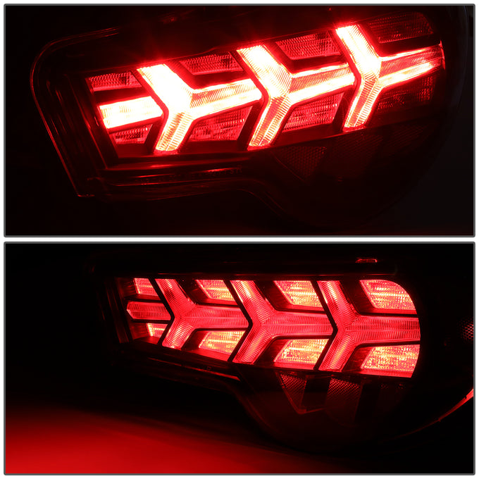 D-Motoring - Tail lights - Lambo Sequential LED - Black Housing - Smoked Lens - Red Signal - Plug-n-Play - Pair - Scion / Toyota FRS GT86 / Subaru BRZ - 3