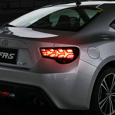 D-Motoring - Tail lights - Lambo Sequential LED - Black Housing - Smoked Lens - Red Signal - Plug-n-Play - Pair - Scion / Toyota FRS GT86 / Subaru BRZ - 7