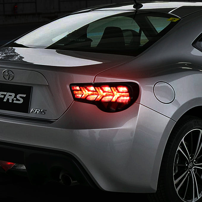 D-Motoring - Tail lights - Lambo Sequential LED - Black Housing - Smoked Lens - Red Signal - Plug-n-Play - Pair - Scion / Toyota FRS GT86 / Subaru BRZ - 7