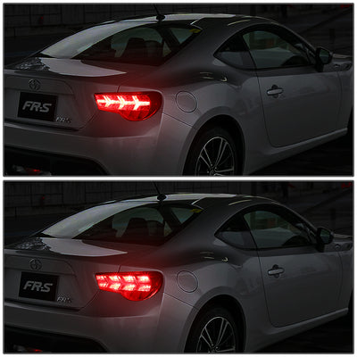 D-Motoring - Tail lights - Lambo Sequential LED - Chrome Housing - Clear Lens - Red Signal - Plug-n-Play - Pair - Scion / Toyota FRS GT86 / Subaru BRZ - 6