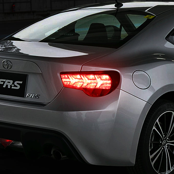 D-Motoring - Tail lights - Lambo Sequential LED - Chrome Housing - Clear Lens - Red Signal - Plug-n-Play - Pair - Scion / Toyota FRS GT86 / Subaru BRZ - 7