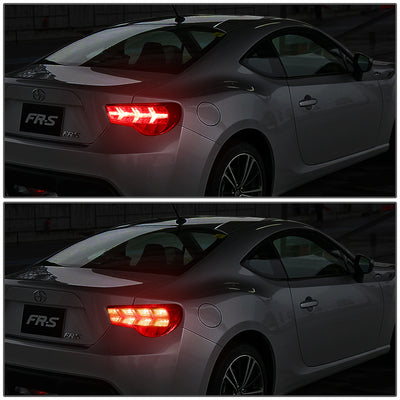 D-Motoring - Tail lights - Lambo Sequential LED - Chrome Housing - Clear Lens - Amber Signal - Plug-n-Play - Pair - Scion / Toyota FRS GT86 / Subaru BRZ - 6