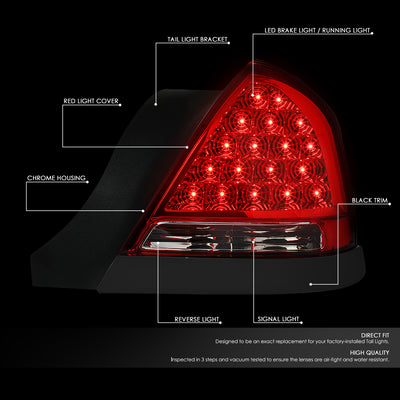D-Motoring - 98-11 Ford Crown Victoria Tail Lights - Full LED - Red Lens - Plug-n-play - Pair - 2