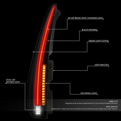 D-Motoring - 07-14 Tahoe/Yukon Tail Lights - Full LED+3D Tube Bar - Smoked Lens - Plug-n-play - Pair - 2