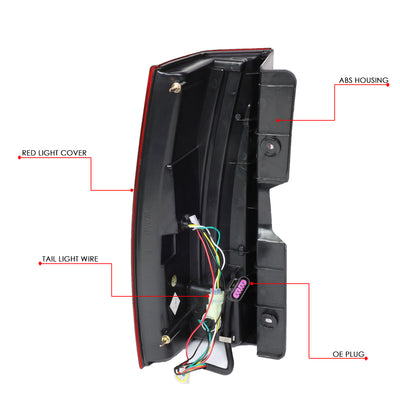 D-Motoring - 07-14 Chevy Suburban/GMC Yukon Tail Lights - Full LED Brake Light+Turn Signal - Clear / Red Lens - Plug-n-play - Pair - 6