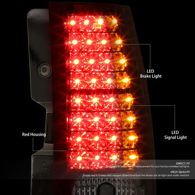 D-Motoring - Tail lights - LED - Chrome Housing - Red Clear Lens - Plug-n-Play - Pair - Chevy Suburban 1500 / 2500 / Tahoe / GMC Yukon / XL 1500 / XL 2500 - 2