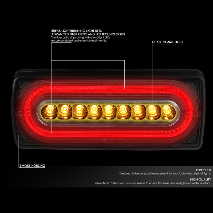D-Motoring - Tail lights - LED - Chrome Housing - Smoked Lens - Pair - Mercedes G500 G55 AMG / G550 G63 AMG / GLA45 AMG - 2