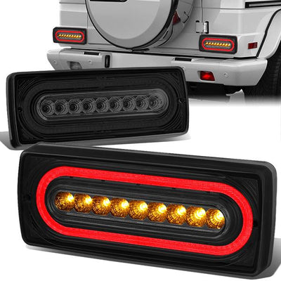 LED Sequentail Turn Signal Tail Lights (Red, Smoked)<br>99-17 Mercedes-Benz G500, 03-11 G55 AMG
