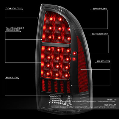 D-Motoring - Tail lights - LED - Clear Lens - Plug-n-Play - Pair - 05-15 Toyota Tacoma - 2