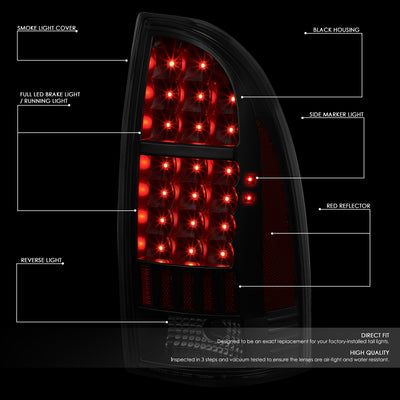 D-Motoring - Tail lights - LED - Smoked Red Lens - Plug-n-Play - Pair - 05-15 Toyota Tacoma - 2
