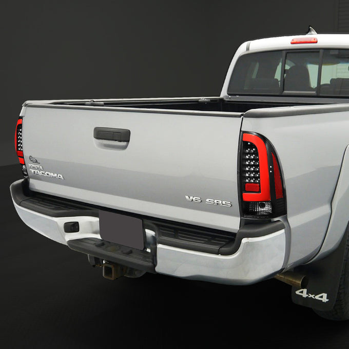 D-Motoring - Tail lights - Red 3D LED Bar Tube - Clear Lens - Plug-n-Play - Pair - 05-15 Toyota Tacoma - 7