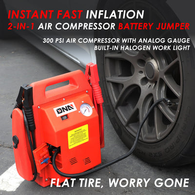12V 400 Amp Portable Rechargeable Auto Battery- Charger Jump Starter Power with Work Light