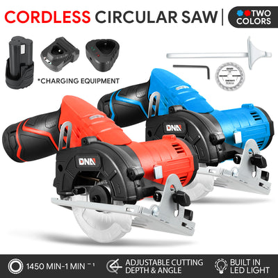 12V Cordless Circular Saw with LED Light & 0-45¡ã Bevel Adjustment (Optional Battery & Charger)