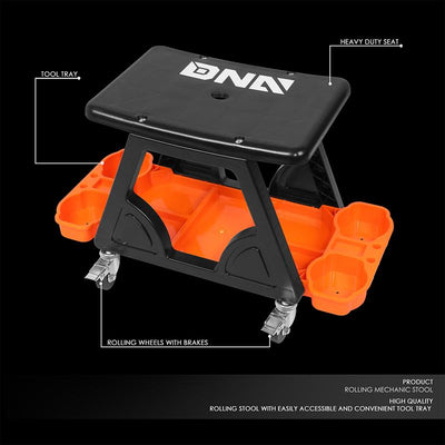 Rolling Work Seat Storage Mechanic Stool - 23 in. X 13.5 in. X 10.5 in.
