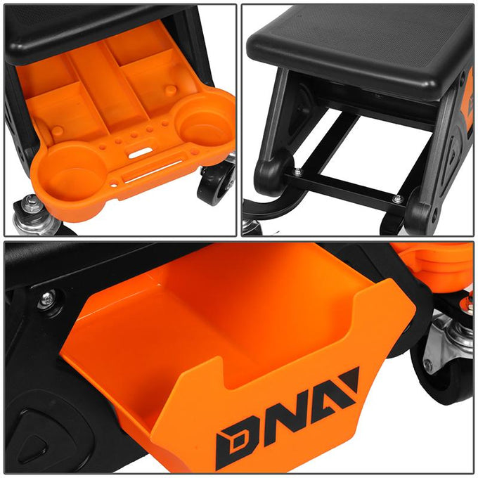 Rolling Work Seat Storage Mechanic Stool - 25-1/2 in. X 13 in. X 12 in.