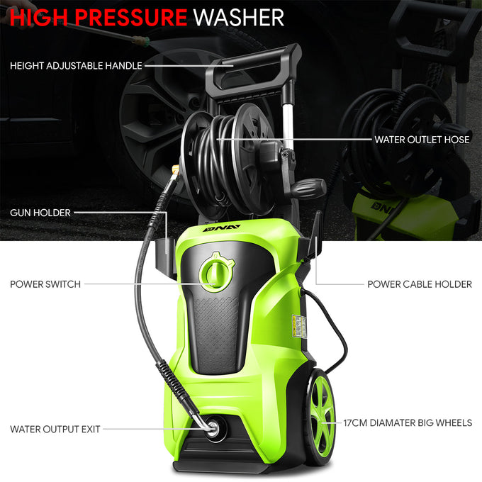 2176 PSI 2.4 GPM Electric Portable High Pressure Power Washer - 1800W (Green)