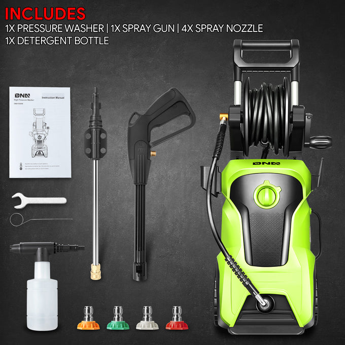 2176 PSI 2.4 GPM Electric Portable High Pressure Power Washer - 1800W (Green)