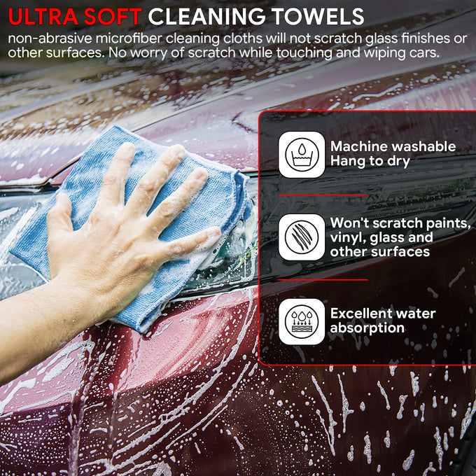 Microfiber Car Cleaning Cloth Towels Rag - 12 in. x 16 in. - [A Variety of Quantity Options]