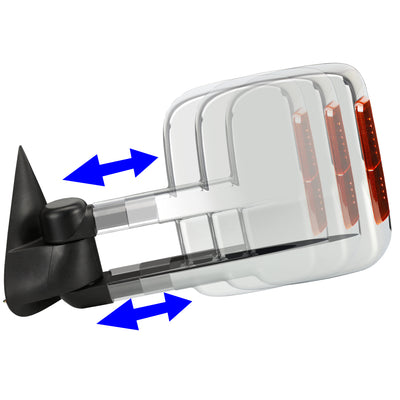 Chrome Manual Towing Mirrors (Pair)<br>03-06 Chevy Silverado,Tahoe, GMC Sierra, Yukon