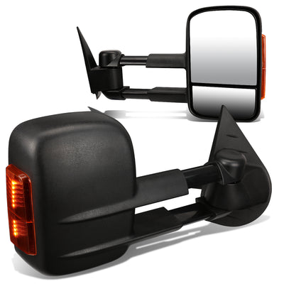 D-Motoring - Towing Mirrors - With LED Turn Signal Light - Towing Manual Telescope - Pair - Chevy Silverado 1500/1500HD/2500HD GMC Sierra 3500/3500HD - 1