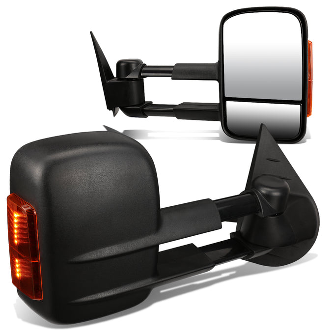 D-Motoring - Towing Mirrors - With LED Turn Signal Light - Towing Manual Telescope - Pair - Chevy Silverado 1500/1500HD/2500HD GMC Sierra 3500/3500HD - 1