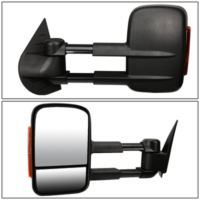 D-Motoring - Towing Mirrors - With LED Turn Signal Light - Towing Manual Telescope - Pair - Chevy Silverado 1500/1500HD/2500HD GMC Sierra 3500/3500HD - 3