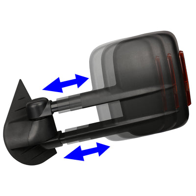D-Motoring - Towing Mirrors - With LED Turn Signal Light - Towing Manual Telescope - Pair - Chevy Silverado 1500/1500HD/2500HD GMC Sierra 3500/3500HD - 2