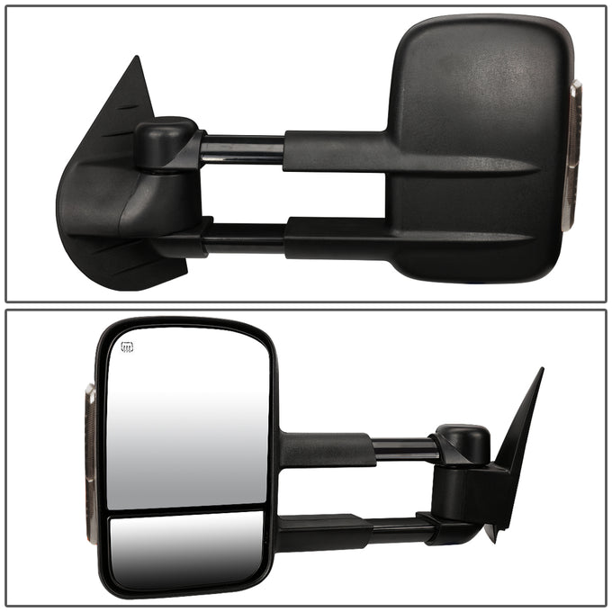 D-Motoring - Towing Mirrors - With LED Turn Signal Light - Powered+Heated - Pair - Chevy Silverado 1500 / 1500HD / 2500HD / Suburban 1500 / 2500 / Tahoe - 3